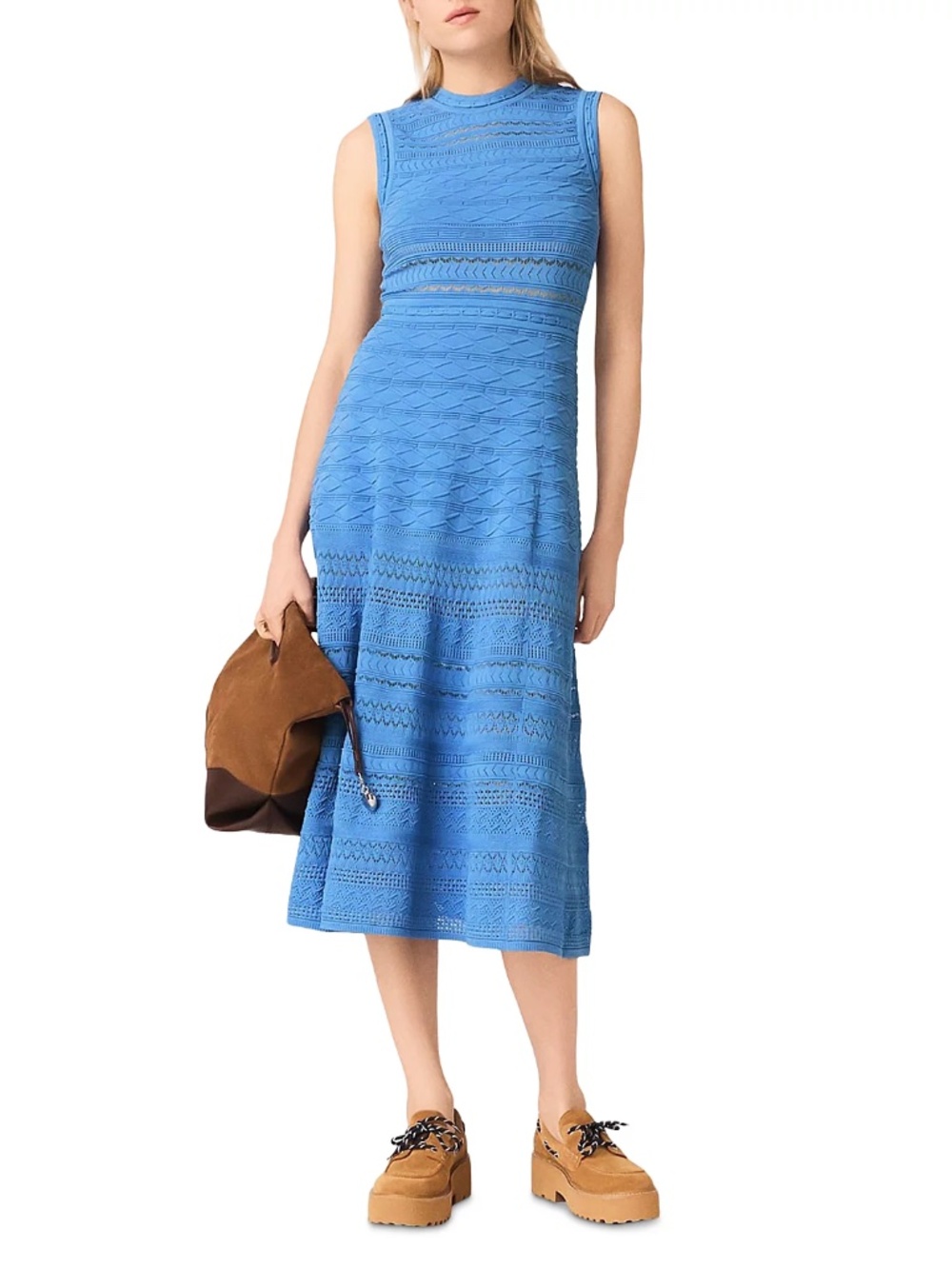 Rilouva Pointelle Knit Maxi Dress